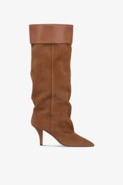 Boots In Light Brown Calf Suede Leather