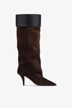 Boots In Chocolate Calf Suede Leather