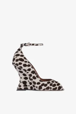 Pumps In White And Dark Brown Printed Cowhide
