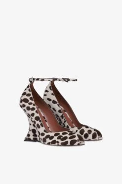 Pumps In White And Dark Brown Printed Cowhide -Paris Texas Brand Shop PX1701XPRCHBIANCO TMORO 2