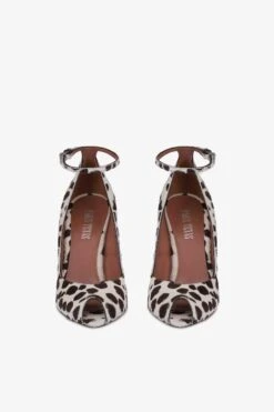 Pumps In White And Dark Brown Printed Cowhide -Paris Texas Brand Shop PX1701XPRCHBIANCO TMORO 3