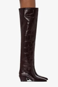 Over-the-knee Boots In Ebony Croco-embossed Leather -Paris Texas Brand Shop PX1703XCOSMTMORO 10