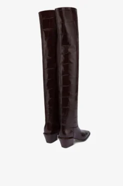 Over-the-knee Boots In Ebony Croco-embossed Leather -Paris Texas Brand Shop PX1703XCOSMTMORO 3 scaled