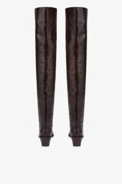 Over-the-knee Boots In Ebony Croco-embossed Leather -Paris Texas Brand Shop PX1703XCOSMTMORO 4