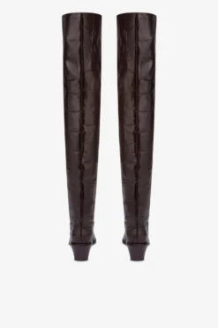 Over-the-knee Boots In Ebony Croco-embossed Leather -Paris Texas Brand Shop PX1703XCOSMTMORO 4 scaled