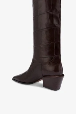 Over-the-knee Boots In Ebony Croco-embossed Leather -Paris Texas Brand Shop PX1703XCOSMTMORO 5