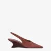 Slingbacks In Rouge Noir Suede Leather With Lizard Print Leather Heel -Paris Texas Brand Shop PX1704XSALIM939WOOD ROUGENOIR 1