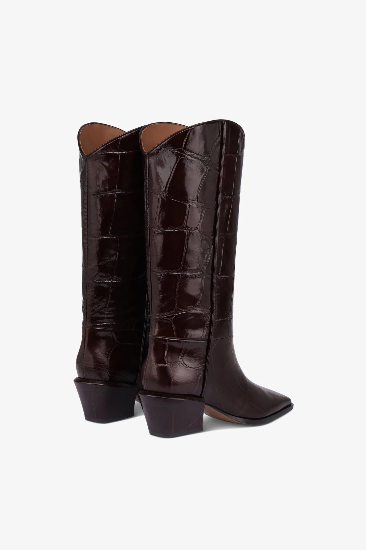 Boots In Rouge Noir Croco-embossed Leather 5 Boots In Rouge Noir Croco-embossed Leather - Image 3