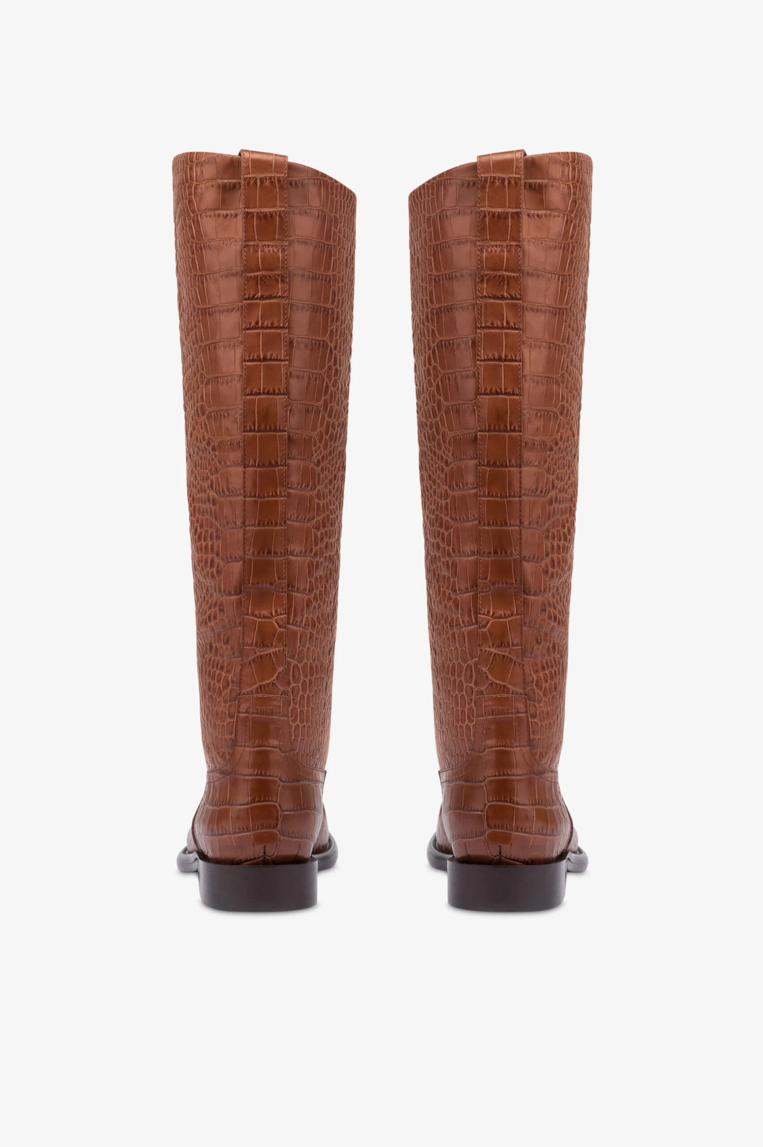 Boots In Chocolate Croco-embossed Leather 6 Boots In Chocolate Croco-embossed Leather - Image 4
