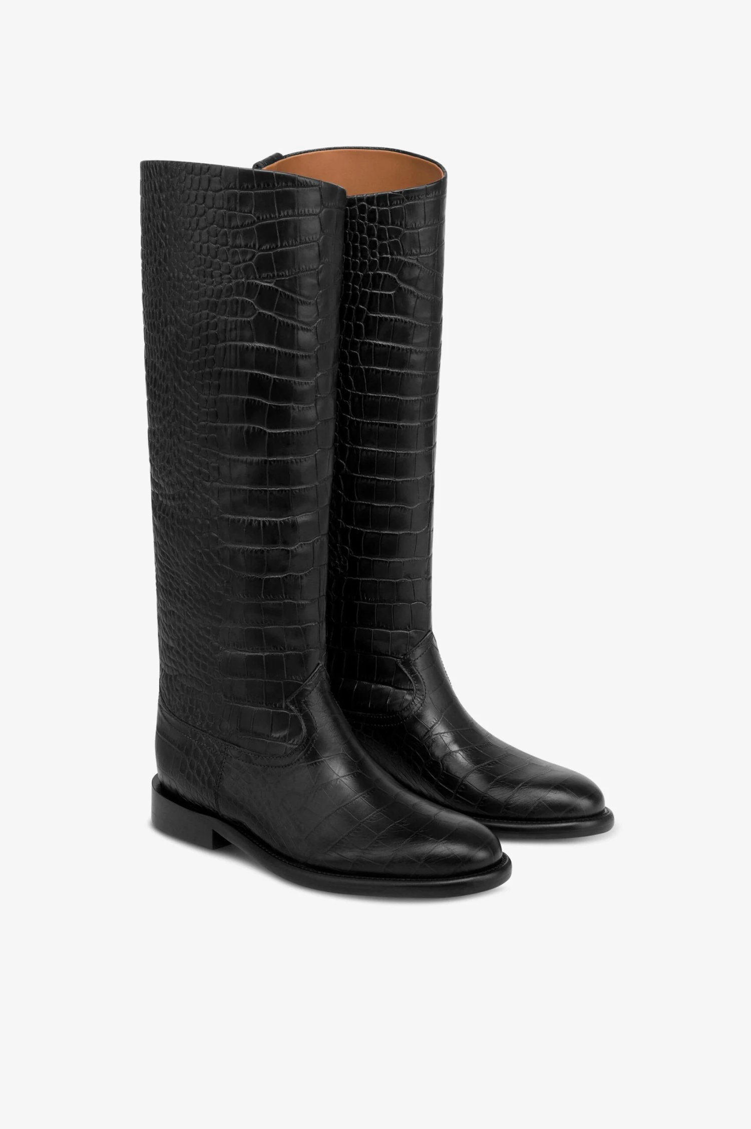 Boots In Black Croco-embossed Leather 4 Boots In Black Croco-embossed Leather - Image 2