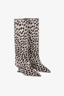 Boots In White And Dark Brown Printed Cowhide -Paris Texas Brand Shop PX1731XPRCHBIANCO TMORO 2