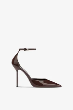 Ankle-strap Pumps In Ebony Patent Leather