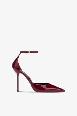 Ankle-strap Pumps In Rouge Noir Patent Leather