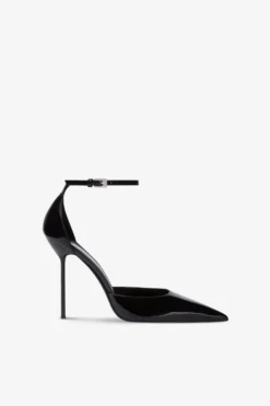 Ankle-strap Pumps In Black Patent Leather
