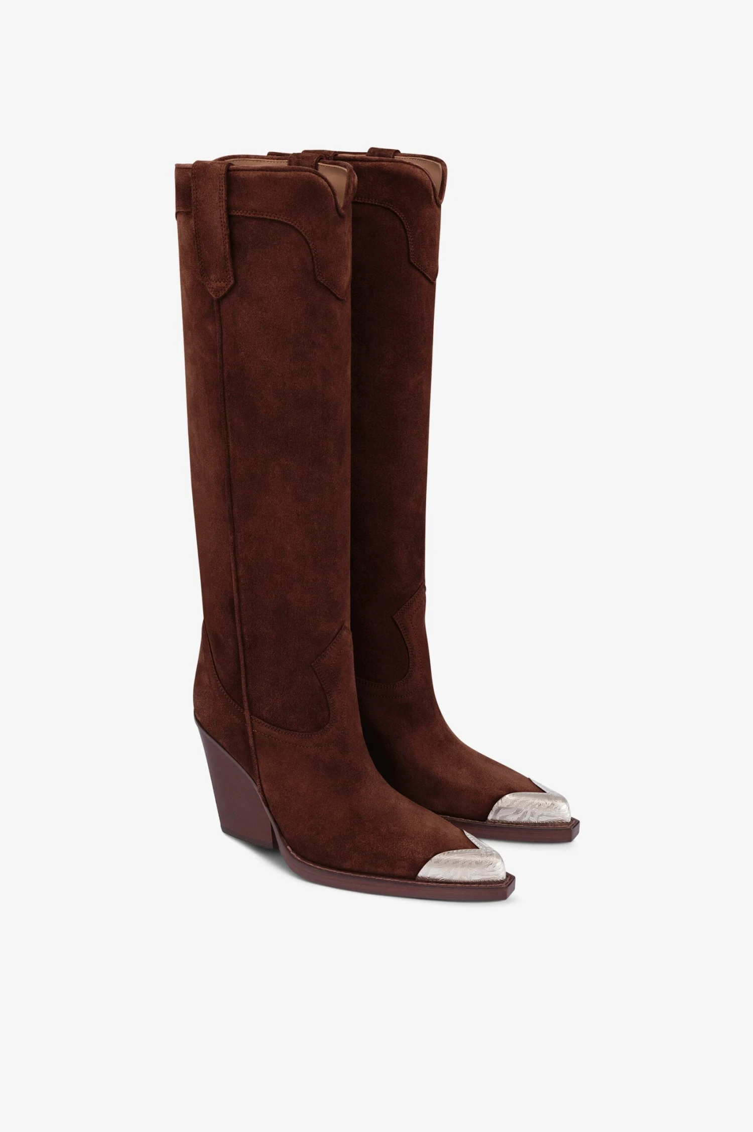 Texan Boots In Mahogany Calf Suede Leather 4 Texan Boots In Mahogany Calf Suede Leather - Image 2