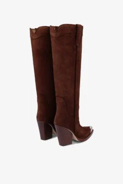 Texan Boots In Mahogany Calf Suede Leather -Paris Texas Brand Shop PX1814XV003516WOOD 3 scaled