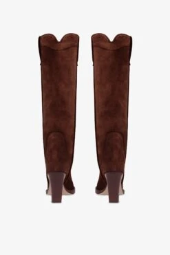 Texan Boots In Mahogany Calf Suede Leather 11 Texan Boots In Mahogany Calf Suede Leather -Paris Texas Brand Shop PX1814XV003516WOOD 4