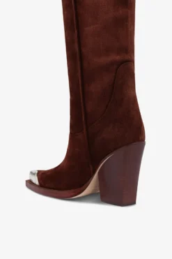 Texan Boots In Mahogany Calf Suede Leather -Paris Texas Brand Shop PX1814XV003516WOOD 5 scaled