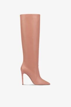 Paris Texas Pointed Knee-high Boots In Smooth Texas Pink Leather