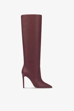 Paris Texas Pointed Knee-high Boots In Smooth Burgundy Leather