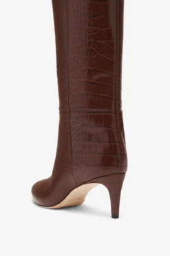 Paris Texas Chocolate Brown Croc-effect Leather Heel 60 Boots -Paris Texas Brand Shop PX503XCOCO2832CIOCCOLATO 05 scaled