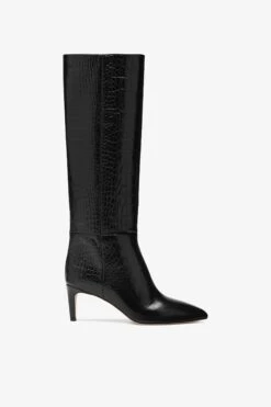 Paris Texas Black Croc-effect Leather Heel 60 Boots