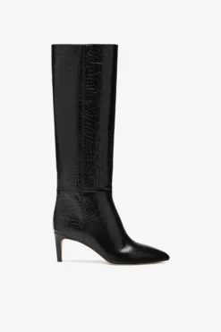 Paris Texas Black Croc-effect Leather Heel 60 Boots