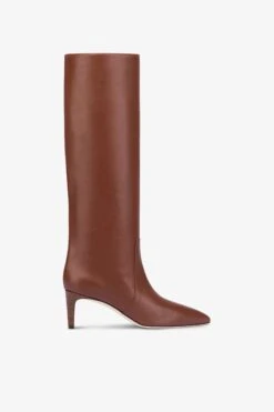 Paris Texas Pointed Knee-high Boots In Smooth Chocolate Leather
