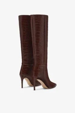 Paris Texas Chocolate Brown Croc-effect Leather Heel 85 Boots -Paris Texas Brand Shop PX548XCOCO2832CIOCCOLATO 03 scaled
