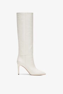 Paris Texas White Croc-effect Leather Heel 85 Boots
