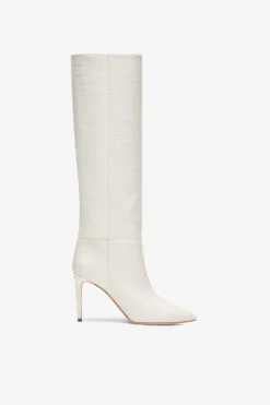 Paris Texas White Croc-effect Leather Heel 85 Boots