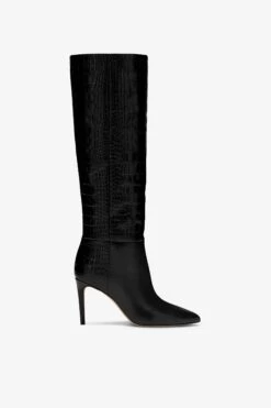 Paris Texas Black Croc-effect Leather Heel 85 Boots