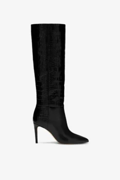 Paris Texas Black Croc-effect Leather Heel 85 Boots