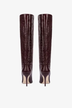 Paris Texas Pointed Knee-high Boots In Rouge Noir Soft Croco-embossed Leather -Paris Texas Brand Shop PX548XCOCOROUGENOIR 04 2510280b ca25 4f52 8f6b 3a73e2e6c5bc scaled