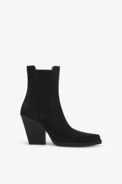 Paris Texas Black Calf Suede Ankle Boots