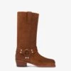 Boots In Cognac Calf Suede Leather