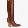Paris Texas Pointed Knee-high Boots In Shiny Vintage Leather