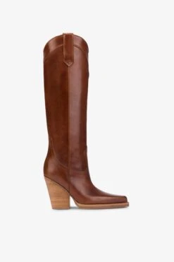 Paris Texas Pointed Knee-high Boots In Shiny Vintage Leather