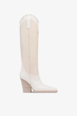 Boots In Lizard-print And White Leather