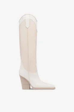 Boots In Lizard-print And White Leather