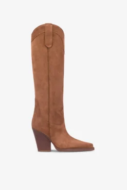 Paris Texas Pointed Knee-high Boots In Smooth Dark Brown Leather