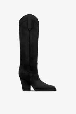 Paris Texas Black Calf Suede Boots