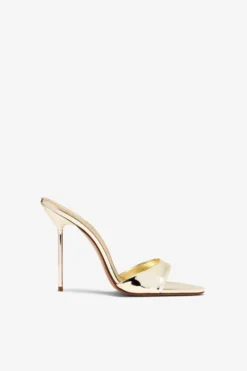 Paris Texas Gold Mirrored Leather Mule