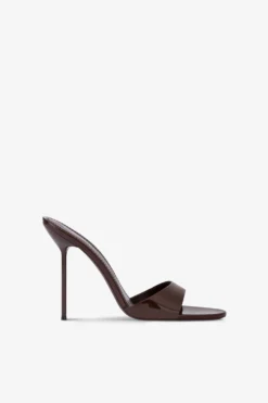 Paris Texas Mules In Chocolate Patent Leather
