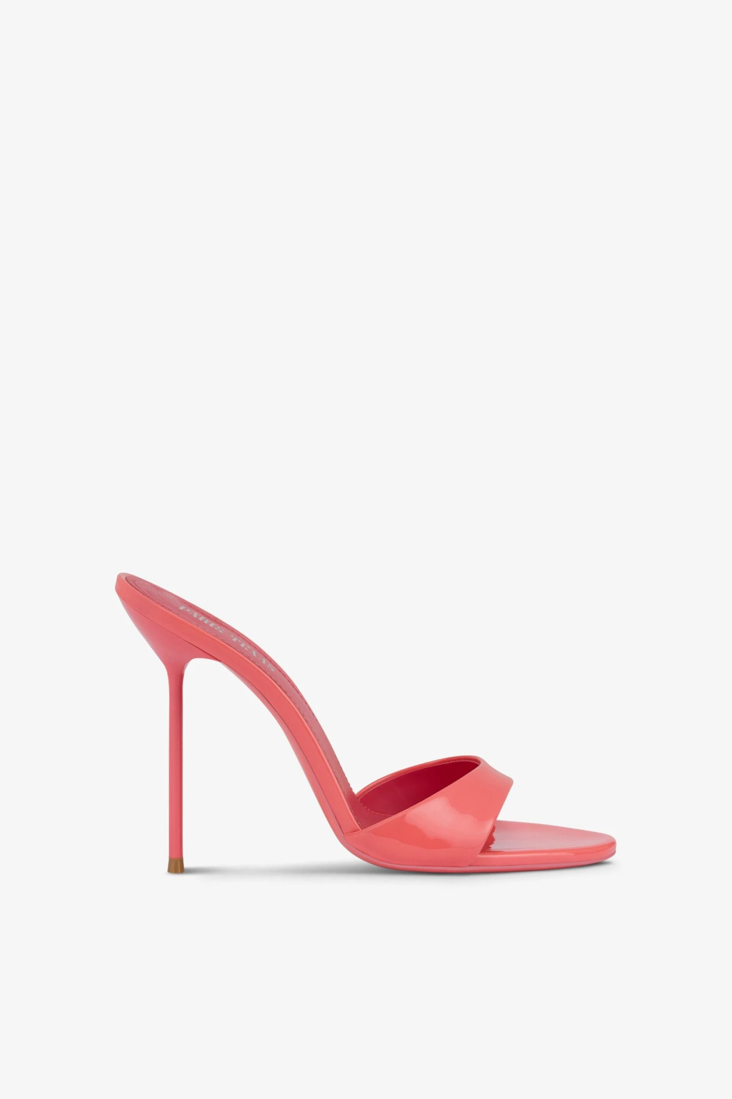 Paris Texas Mules In Coral Patent Leather 3 Paris Texas Mules In Coral Patent Leather