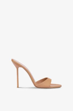 Paris Texas Almond-toe Mules In Patent Caramel Leather