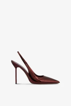 Paris Texas Slingbacks In Maroon Mirror-effect Leather