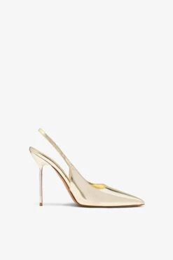 Paris Texas Gold Mirrored Leather Sling-back