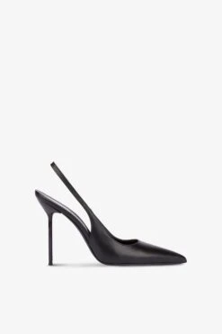 Paris Texas Sharp, Pointed Slingbacks In Smooth Black Leather