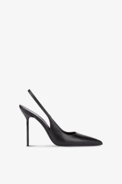 Paris Texas Sharp, Pointed Slingbacks In Smooth Black Leather